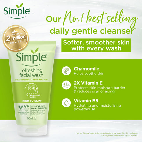 Simple Kind To Skin Refreshing Facial Wash 150ml